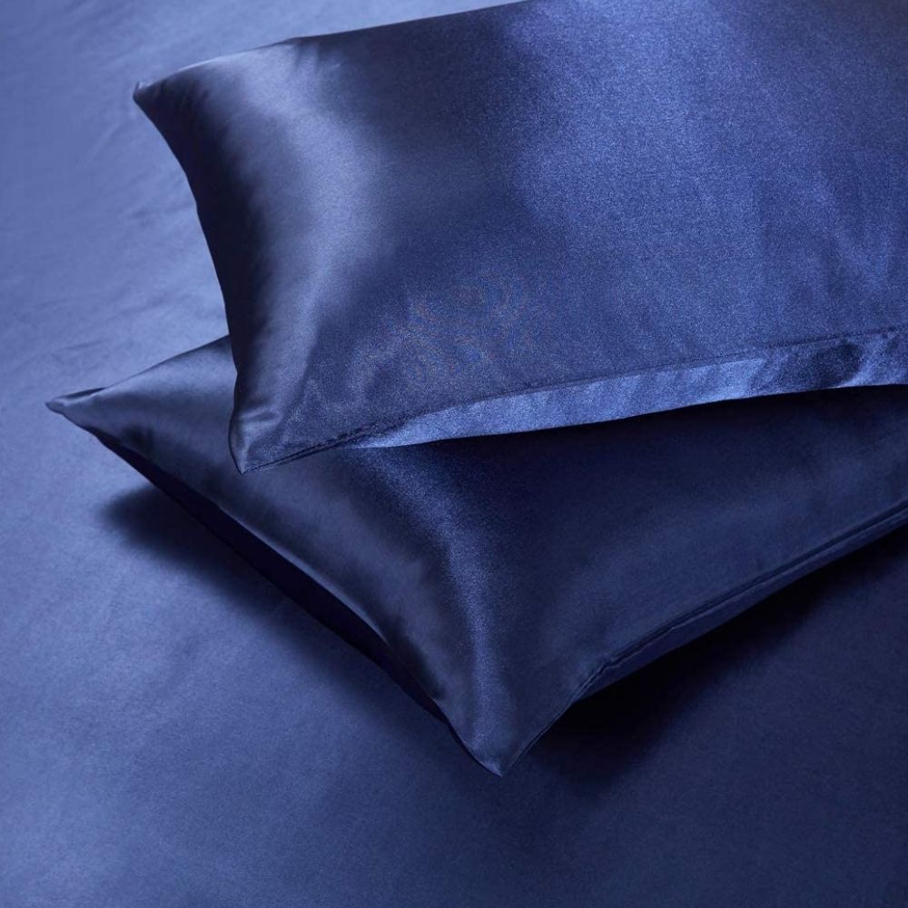 buy blue satin bed setting online