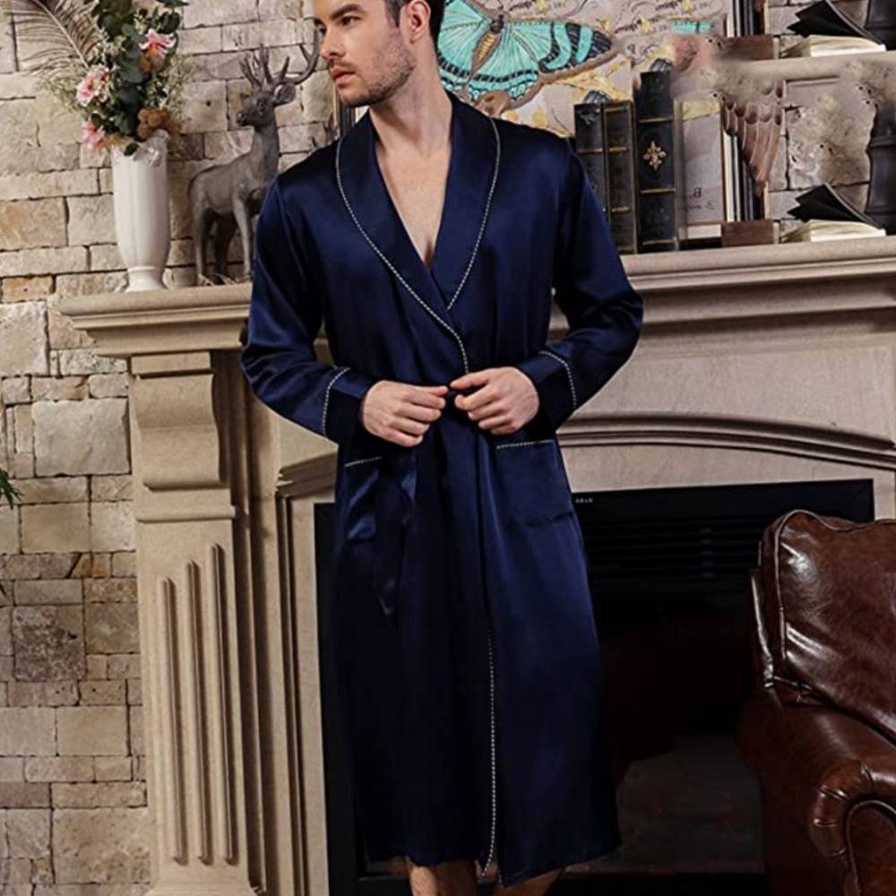 buy pure silk mens robe