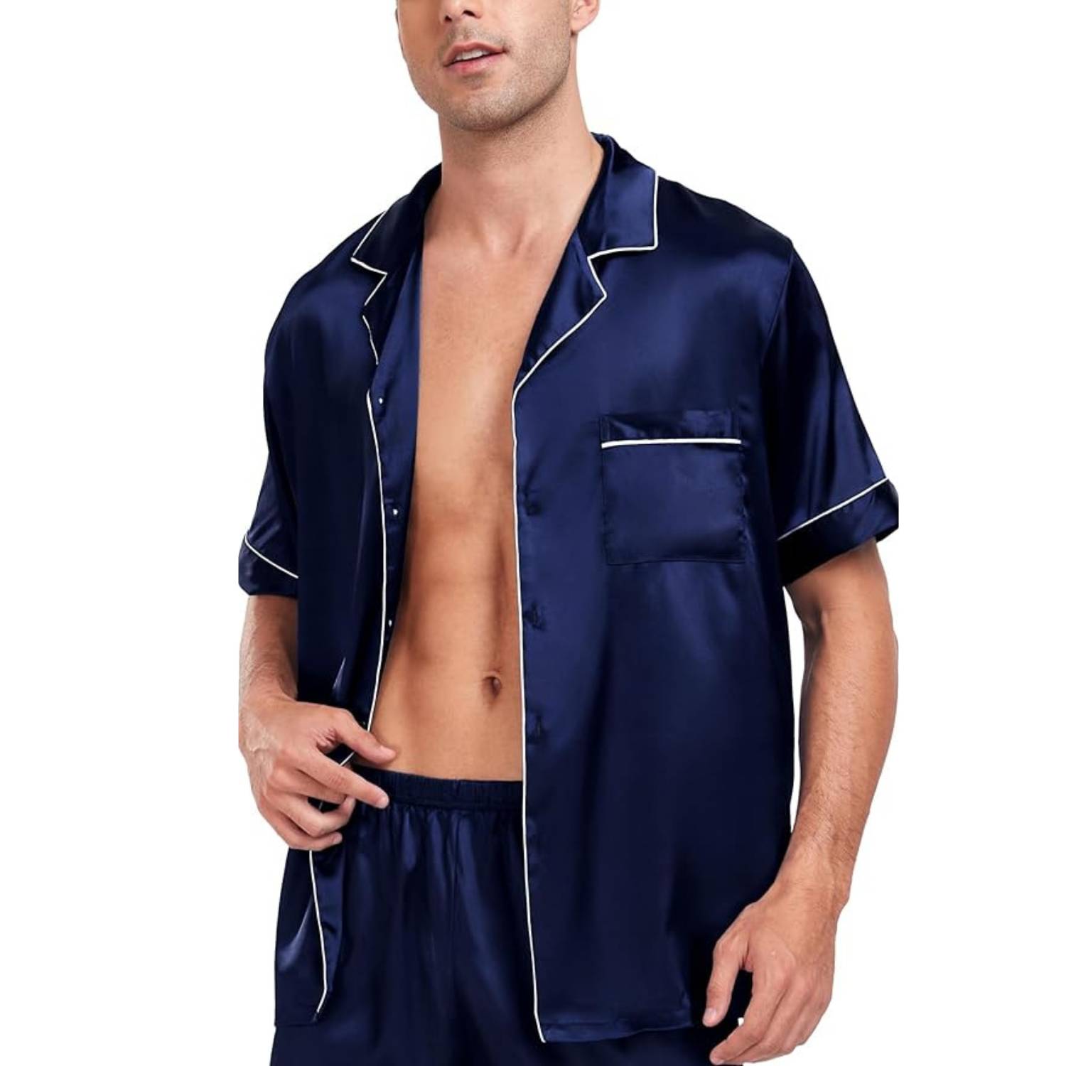 Men's Short Sleeve Satin Pyjamas