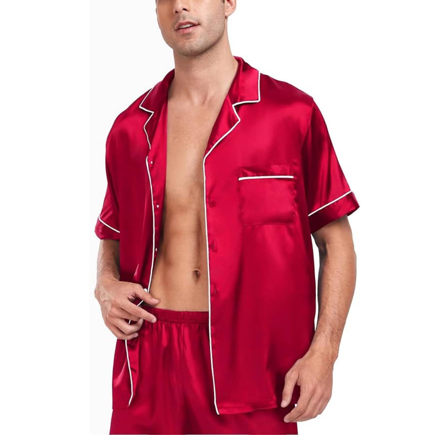 buy red silk pyjamas for men