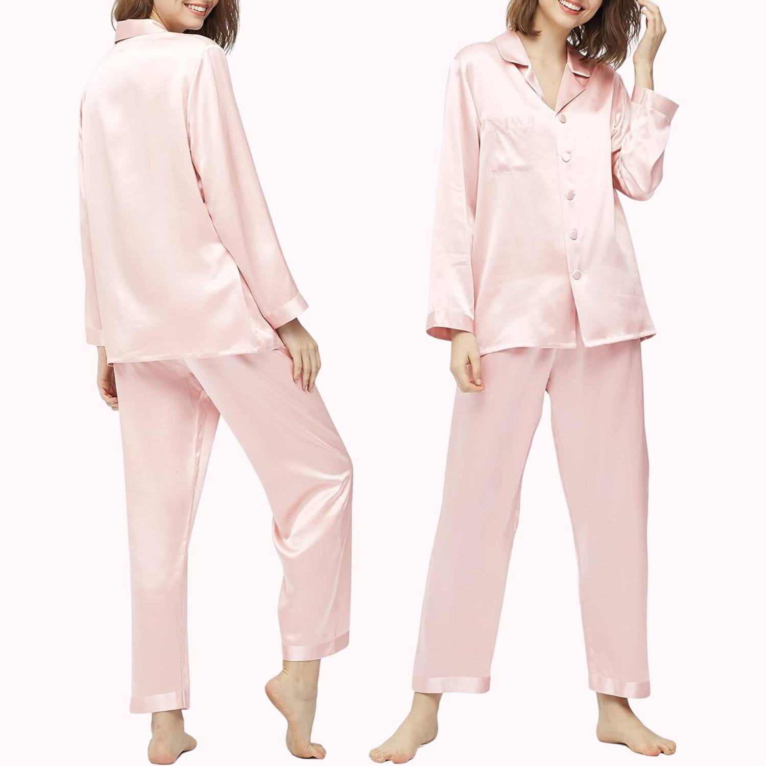 buy ladies pink silk lounge wear set