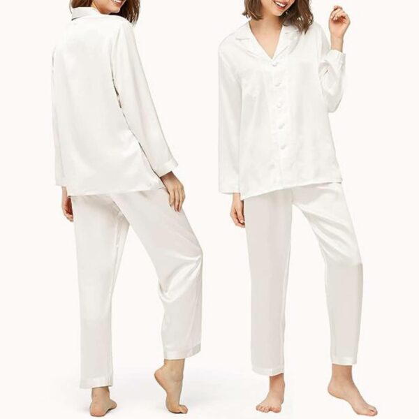 buy white pure silk pyjamas for women